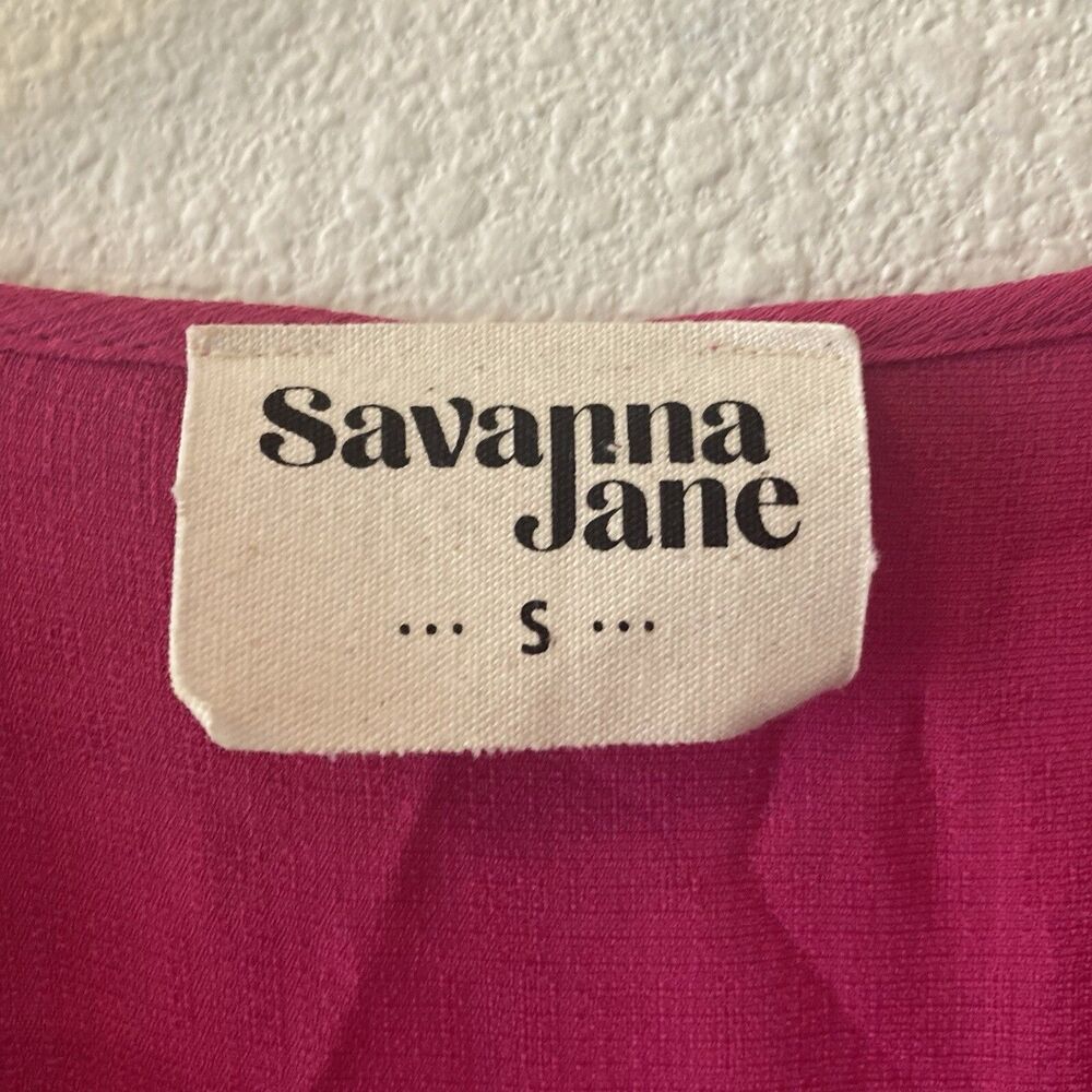 Savanna Jane Tunic Top Women's Small Magenta Embroidered Bell Sleeve Boho - Picture 2 of 16